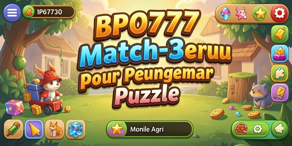 Screenshot gameplay BPO777 menunjukkan aksi seru mencocokkan permata.