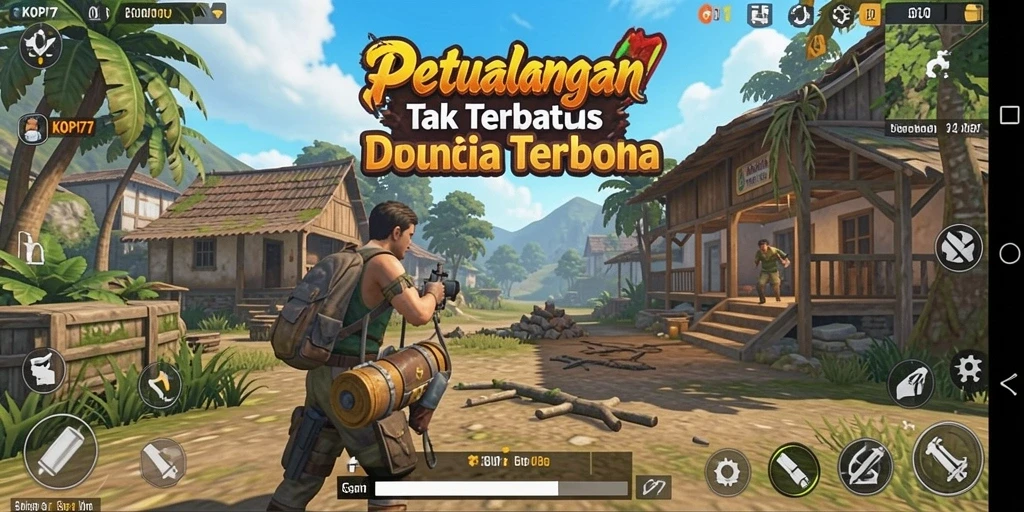 Screenshot KOPI77 menampilkan petualangan epik di dunia terbuka.