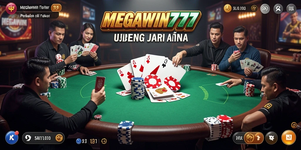 Tangkapan layar utama MEGAWIN777 menampilkan aksi seru permainan Poker.