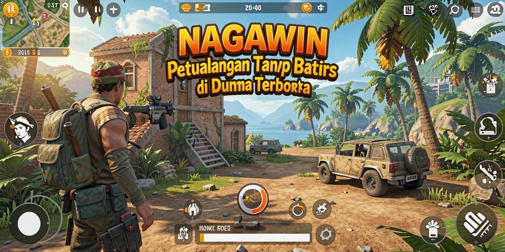 Screenshot NAGAWIN menampilkan eksplorasi dunia terbuka yang menakjubkan.