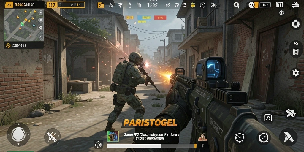 Screenshot gameplay <strong>PARISTOGEL</strong> menampilkan aksi seru dalam pertempuran FPS.