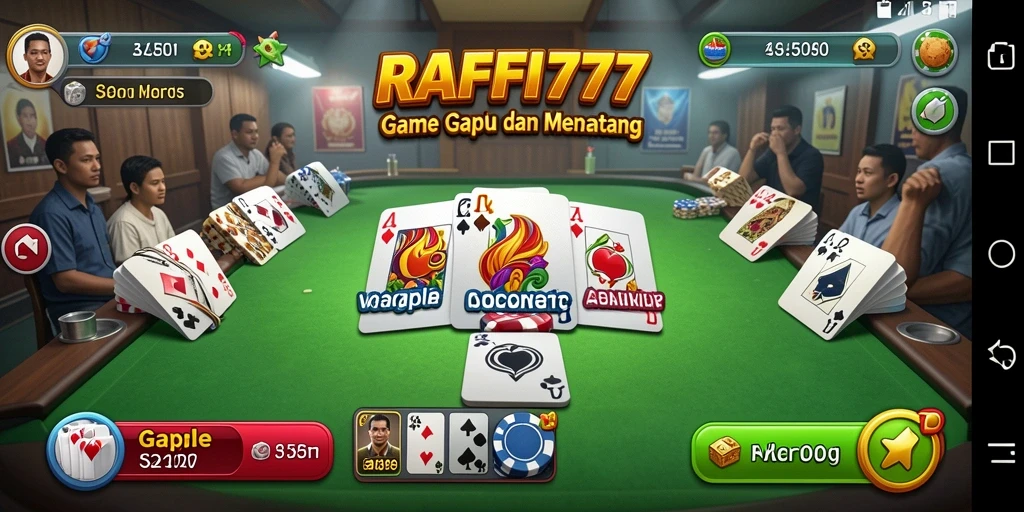 Tampilan utama <strong>RAFFI777</strong> menampilkan gameplay Gaple yang menarik.