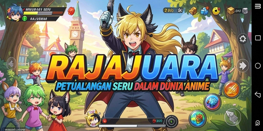 Tangkapan layar gameplay RAJAJUARA menampilkan aksi seru di dunia Anime.